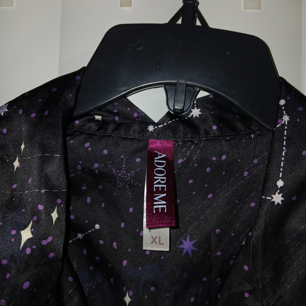 Adore Me Black and Purple Constellation Pajama Top - Picture 3 of 5